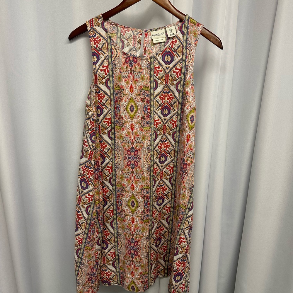Rachel Zoe linen sleeveless shift dress size small pockets